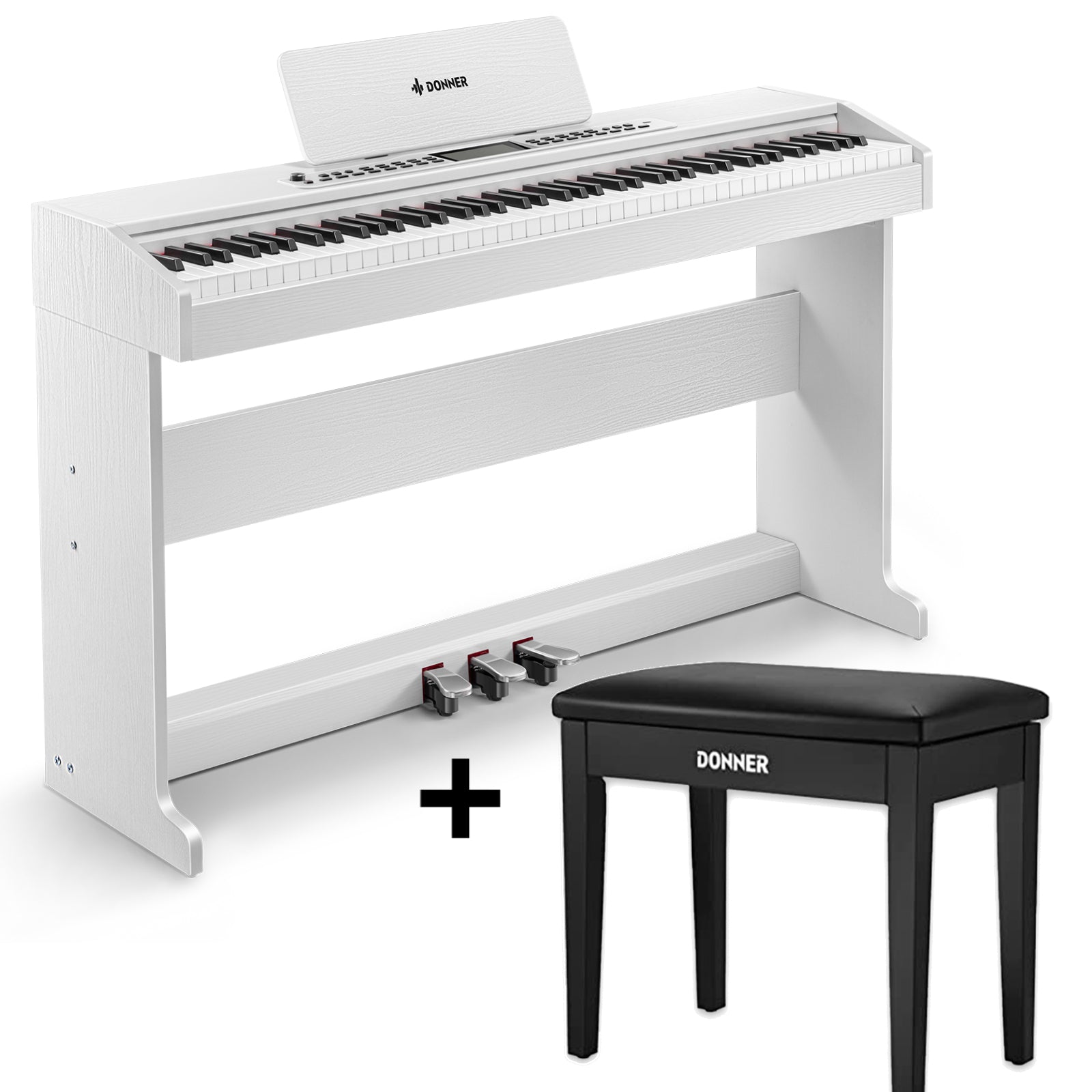 Donner DDP-95 White Upright Digital Piano Weighted Keys