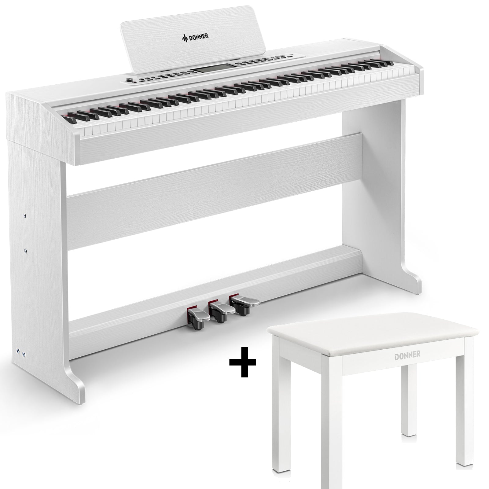 Donner DDP-95 White Upright Digital Piano Weighted Keys