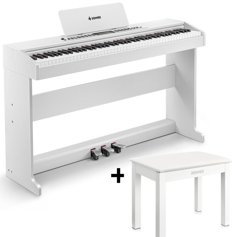 Donner DDP-95 Beginners Digital Piano 88 Key Weighted Upright Digital Piano Multi-functional Piano White