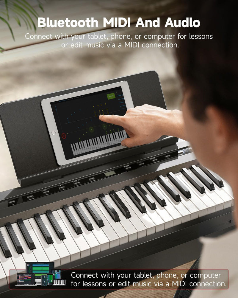 Donner DEP-16A Beginner Digital Piano 88 Key Full Size Weighted Keyboard, Portable Electric Piano with 3-Pedal Unit