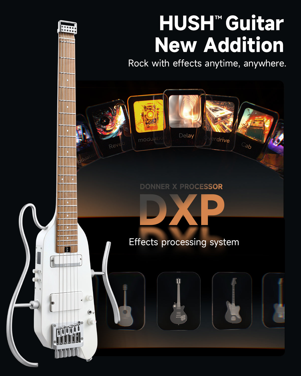 Donner HUSH X PRO Electric Guitar-White##