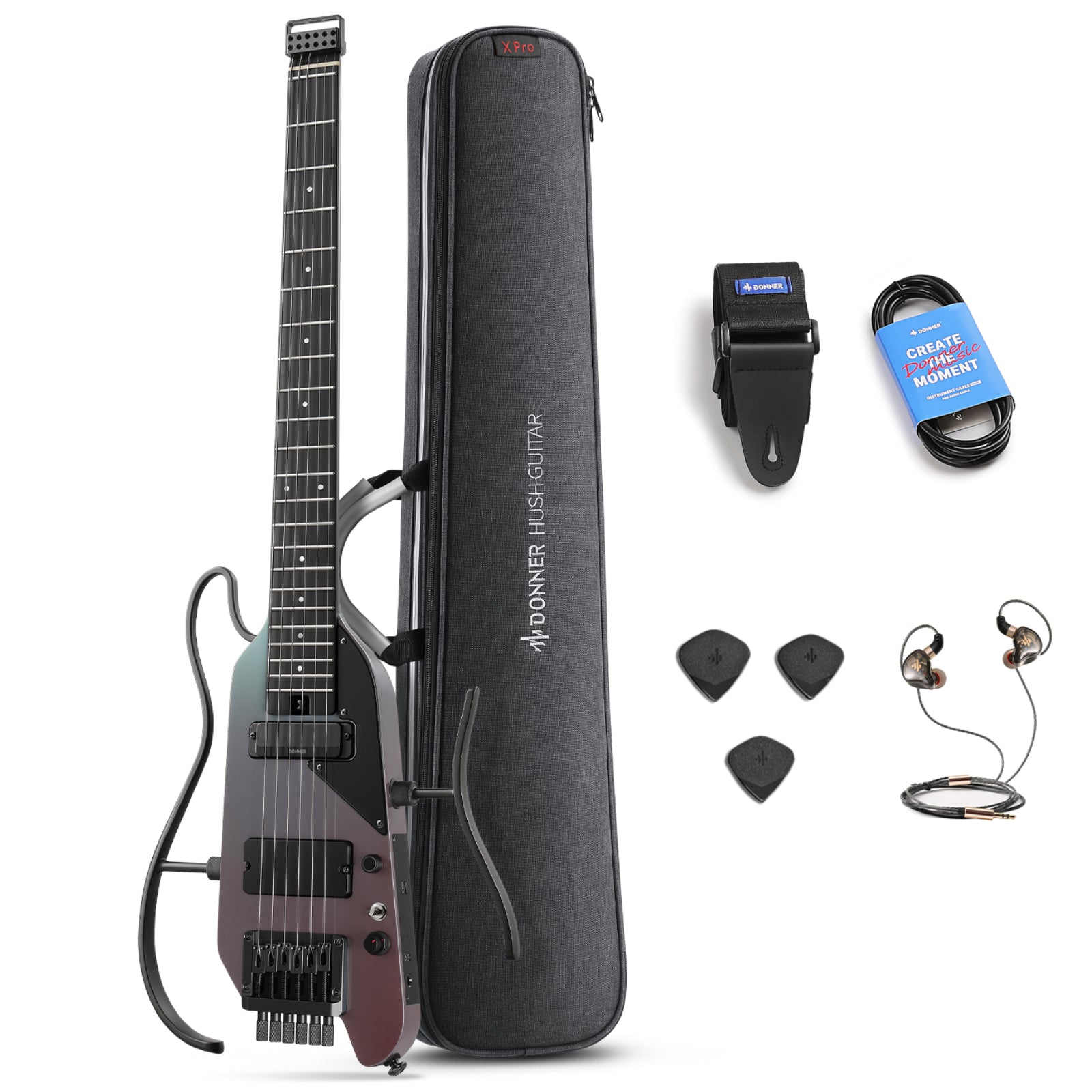 Donner HUSH™ X PRO Electric Guitar-Midnight Glow##