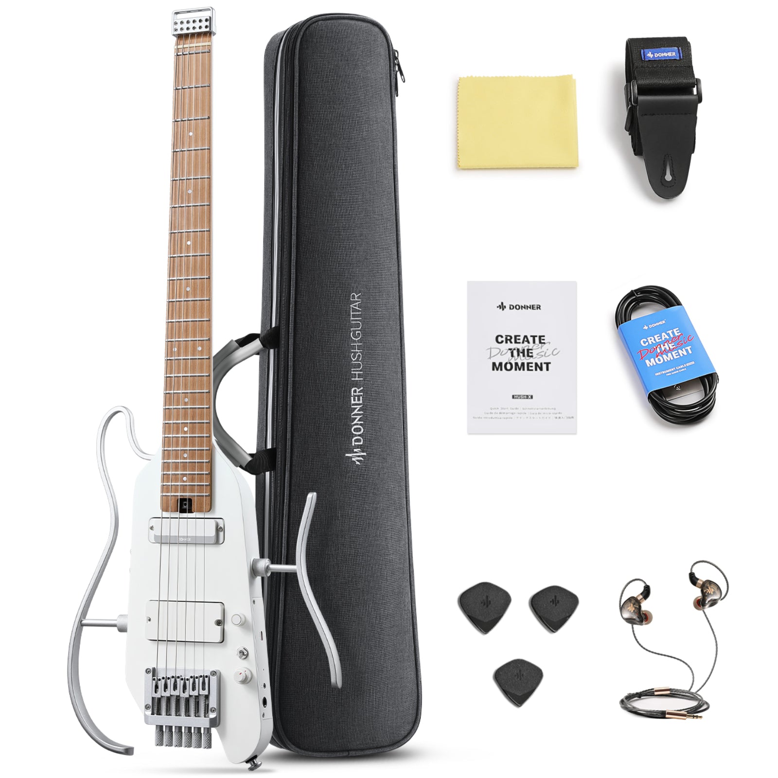 Donner HUSH X PRO Electric Guitar-White##