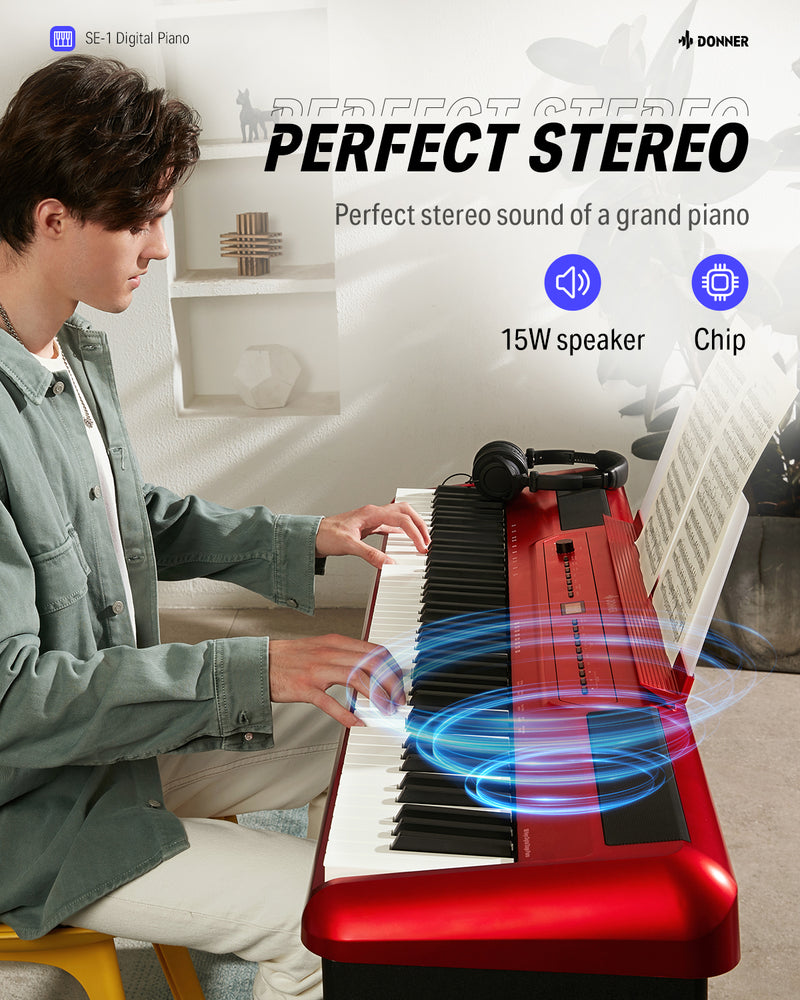 Donner SE-1 88 Key Full Weighted Digital Piano Portable Professional Arranger Keyboard with Stand
