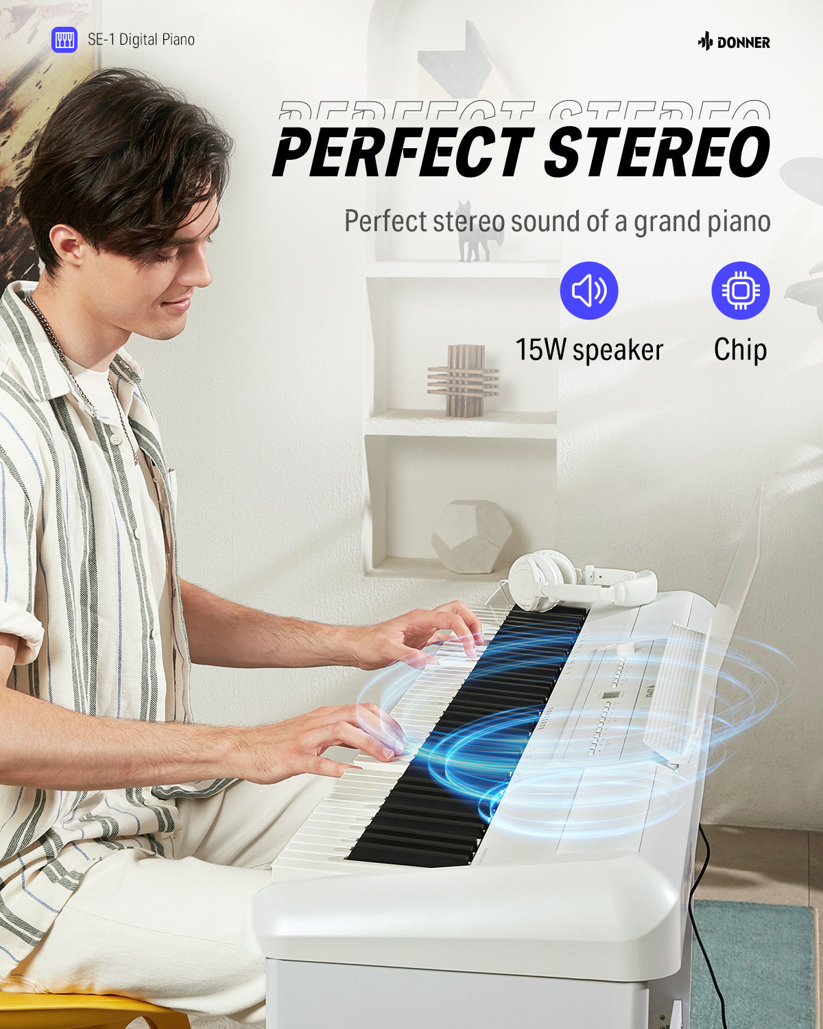 Donner SE-1 88 Key Full Weighted Digital Piano Portable Professional Arranger Keyboard with Stand