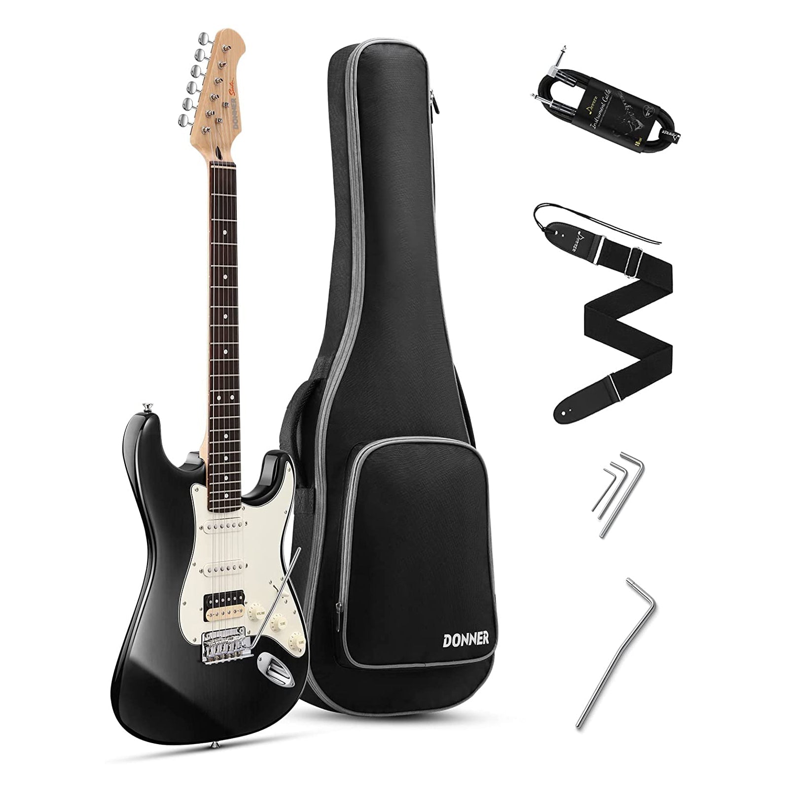Donner DST-400 Solid Alder Body 2 Point Tremolo HSS Pickups Classic Electric Guitar Kit donner music au