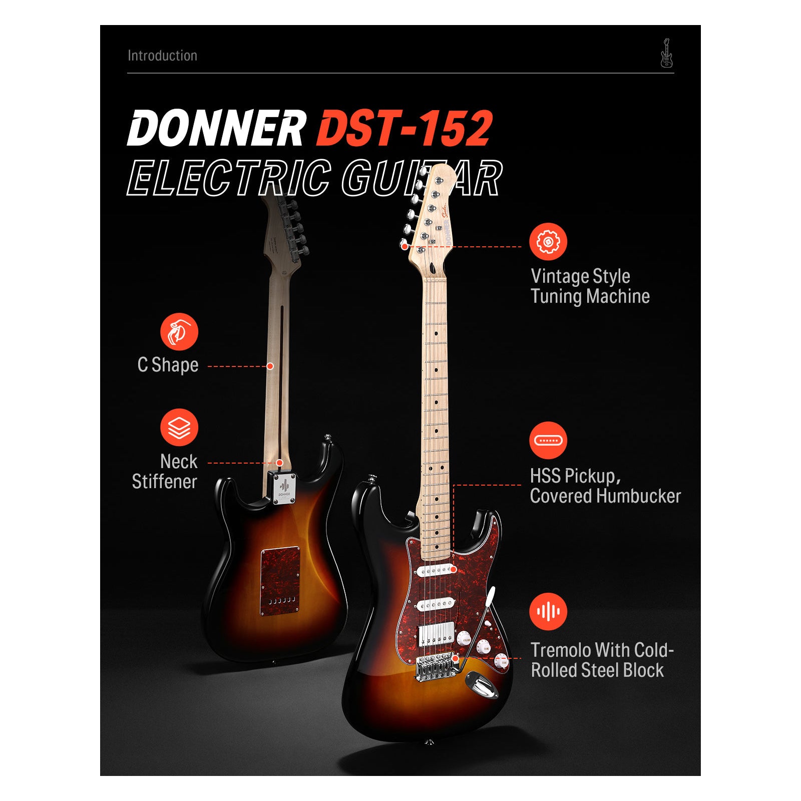 Donner DST-152 39 Inches Electric Guitar Kit