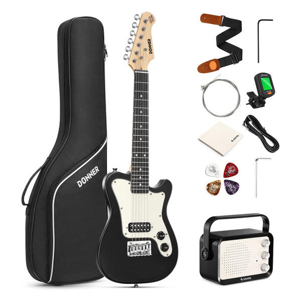Donner DTJ-100 30 Inch Electric Guitar Kit for Kids TL Style Mini Size with Amp/600D Bag/Tuner/Picks/Cable/Strap and Extra Strings