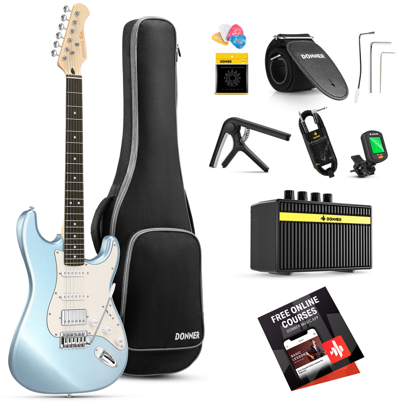 Donner DST-152 39 Inches Electric Guitar Kit HSS Pickup Coil Split Solid Body Electric Guitar with Amp/Bag/Accessories donner music Australia