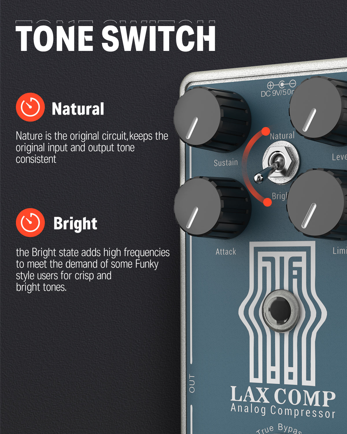 Donner LAX COMP Guitar Pedal true analog compressor pedal-donner music au