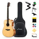 Donner DAD-812 Solid Top Acoustic Guitar Full Size, 41" Dreadnought Guitar with gloss finish Bundle with Gig Bag Tuner Capo Picks Strap String - Donner music-AU
