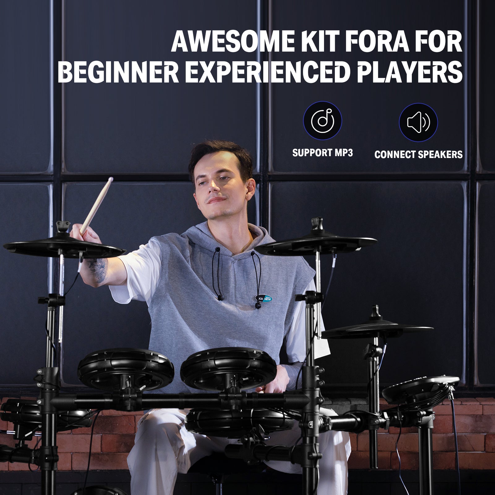 Donner DED-400 Quiet Electronic Drum Set for Adults with 400 Sounds, Electronic Drum set for Professioner with Hammer Kick Drum Pedal - Donner music-AU