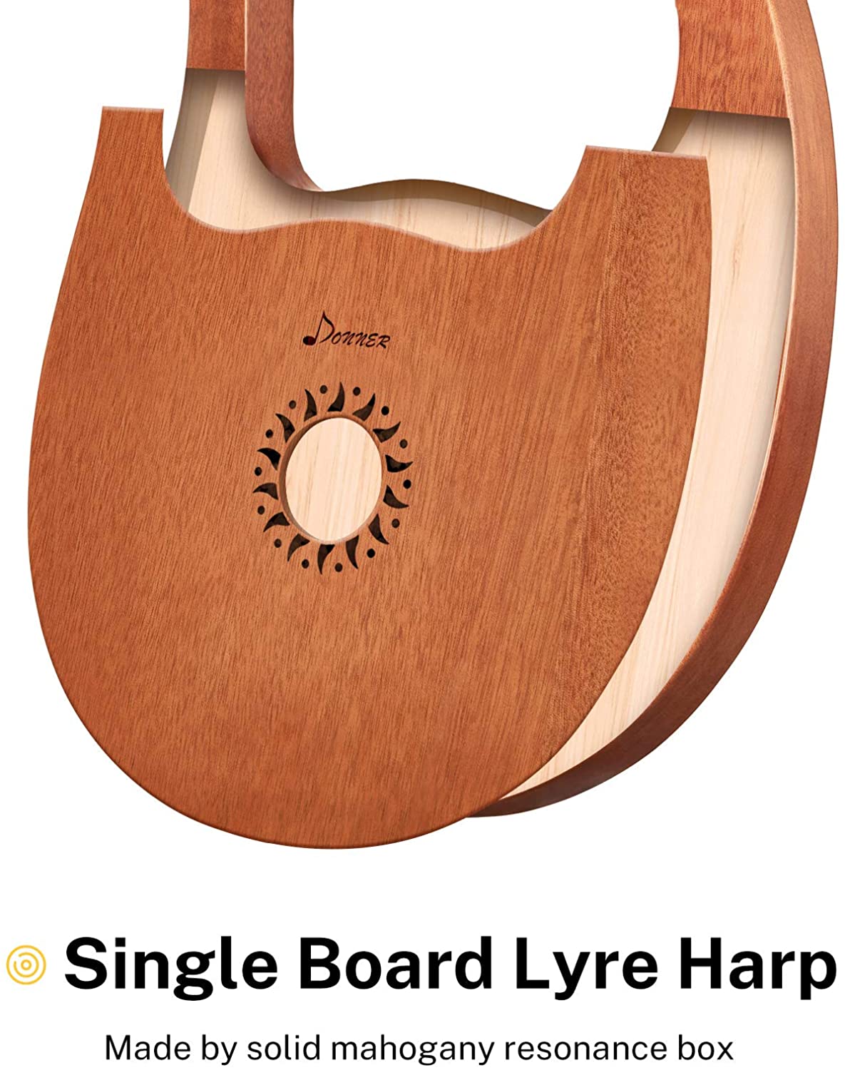Donner DLH-003 Lyre Harp Mahogany, 16 Metal String Vintage Copper Saddle Ancient Greece Style Lyre Harp with Tuning Wrench and Black Gig Bag - Donner music-AU