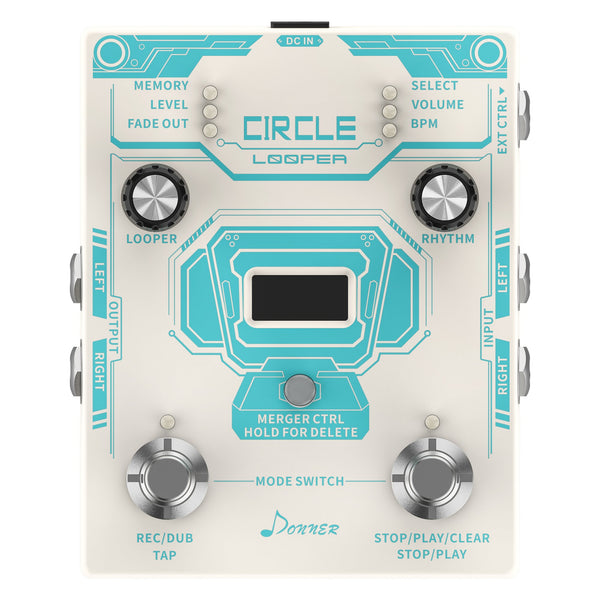 Donner Circle Looper guitar effect w/Time Display and Drum Machine - Donner music-AU