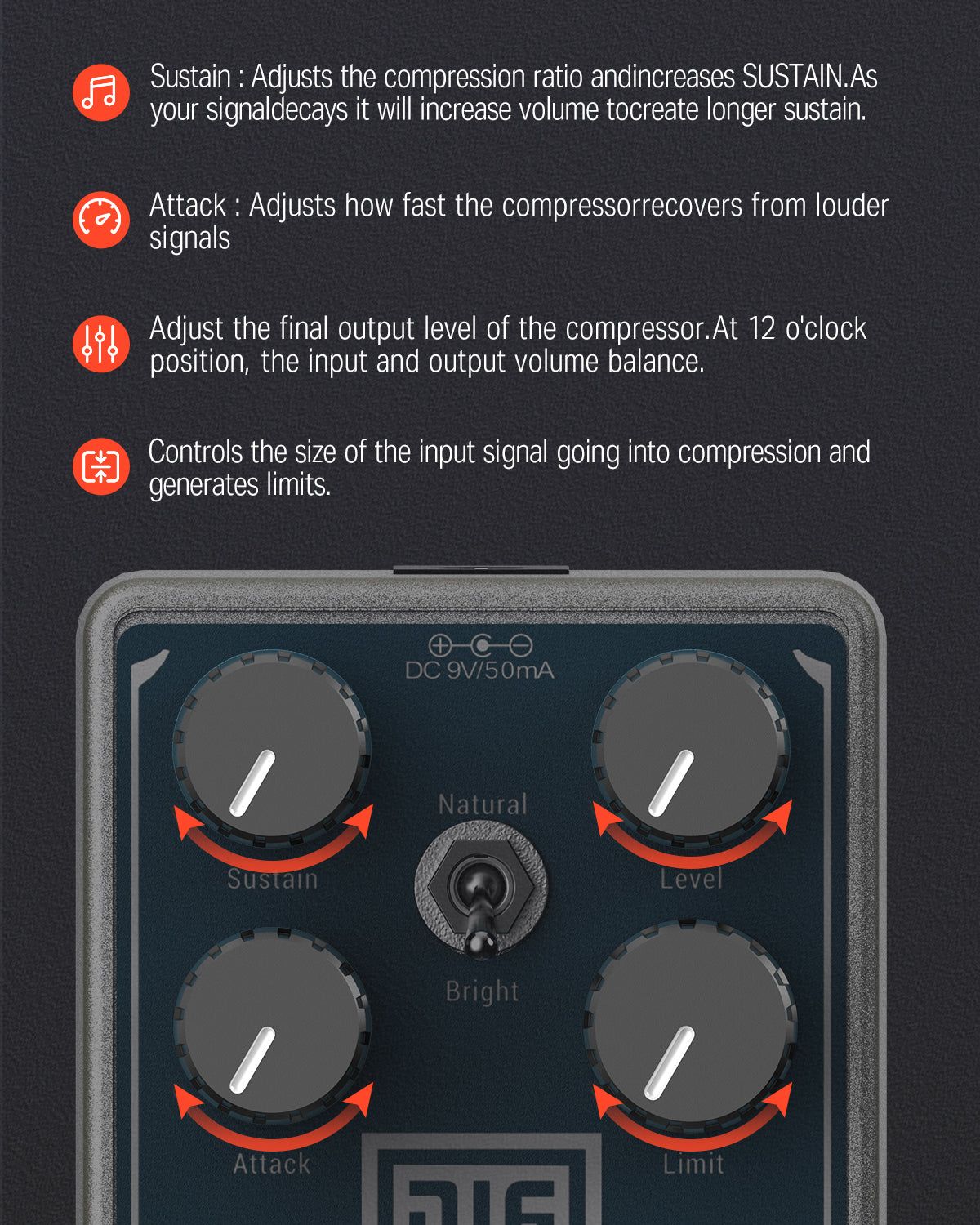 Donner LAX COMP Guitar Pedal true analog compressor pedal-donner music au