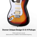 Donner DST-100SL Electric Guitar Left Handed Full-Size 39 Inch with Amplifier, Bag, Capo, Strap, String, Tuner, Cable and Picks, Sunburst - Donner music-AU