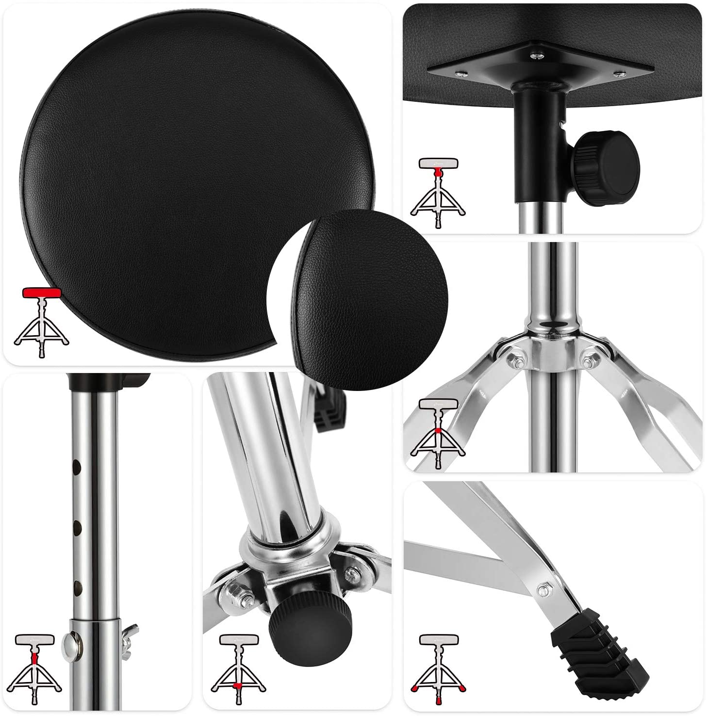 Donner Padded Drum Throne, Round - Donner music-AU