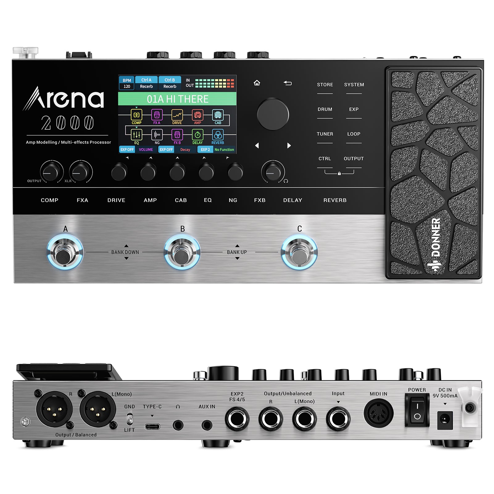 Products Donner Arena 2000 Multi-Effect Guitar Pedal AMP Modeling Multiple Effects Processor donner music Australia