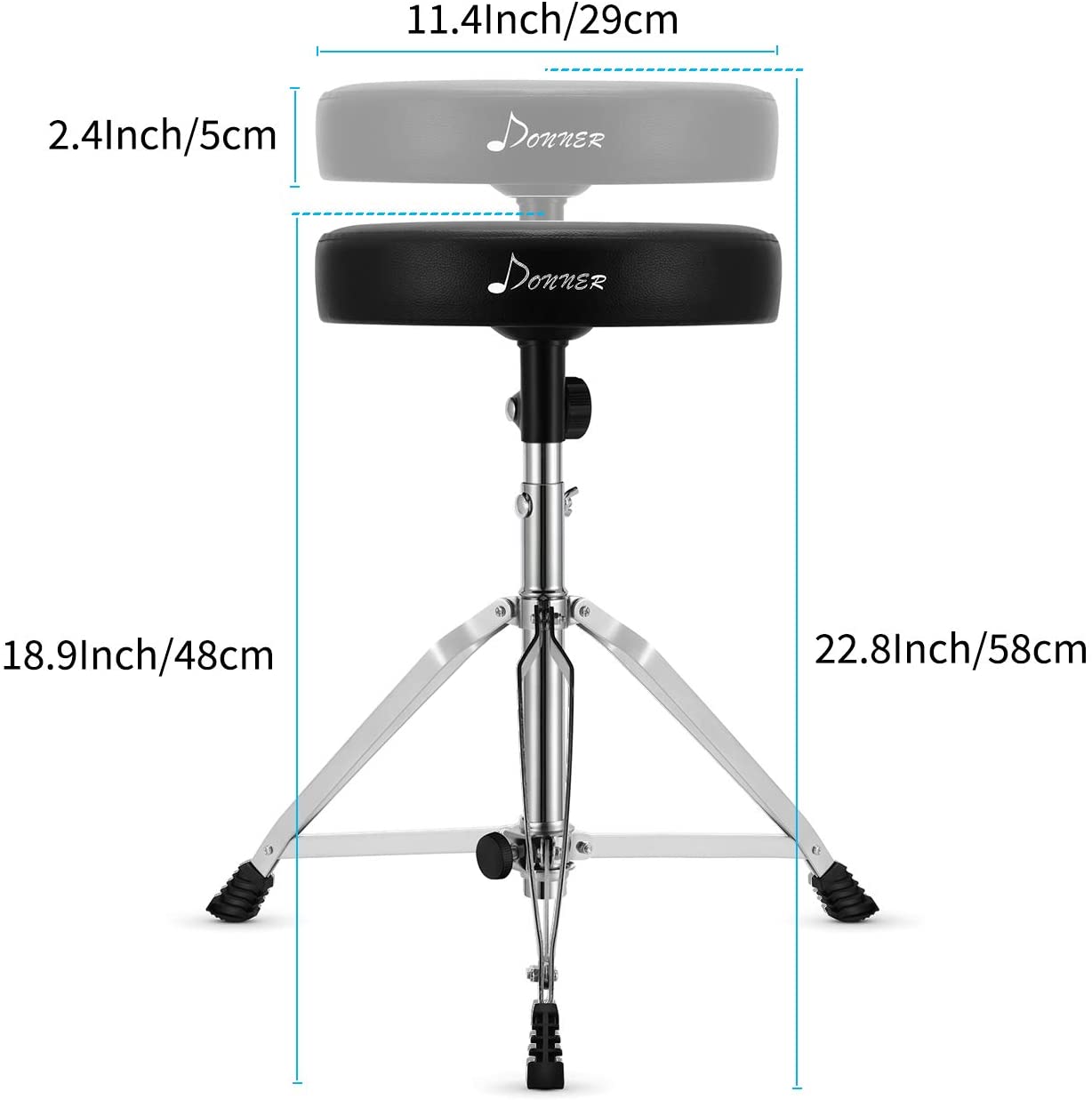 Donner Padded Drum Throne, Round - Donner music-AU
