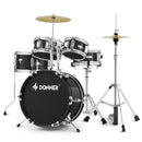 Donner EDS-220 14-inch mini 5 drum, enlightenment/primary drum kit with throne, cymbals, pedals and drumsticks, Black - Donner music-AU