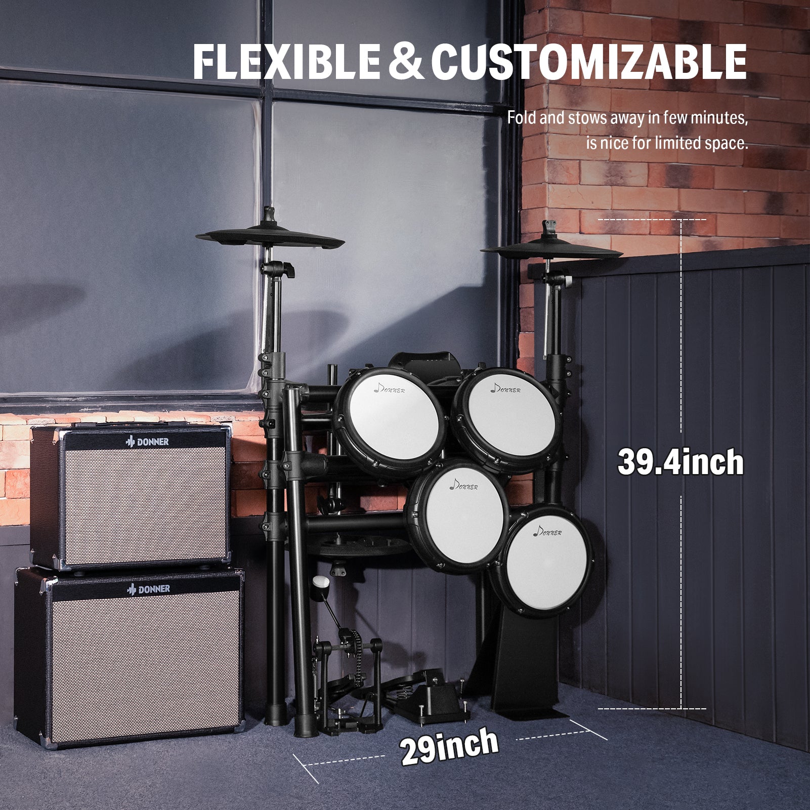 Donner DED-400 Quiet Electronic Drum Set for Adults with 400 Sounds, Electronic Drum set for Professioner with Hammer Kick Drum Pedal - Donner music-AU