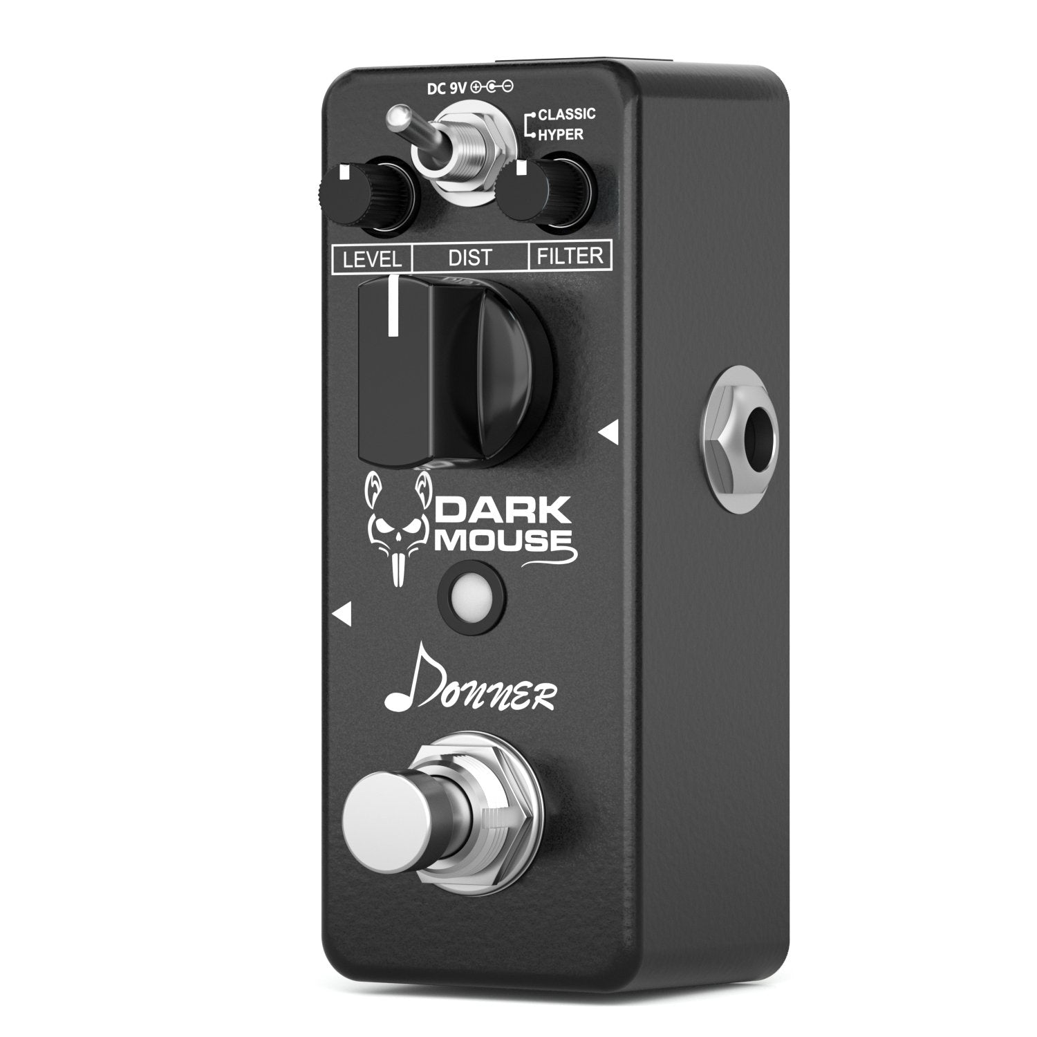 Donner Dark Mouse Distortion Pedal Gain Effect with Two Distortion Mod