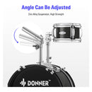 Donner EDS-220 14-inch mini 5 drum, enlightenment/primary drum kit with throne, cymbals, pedals and drumsticks, Black