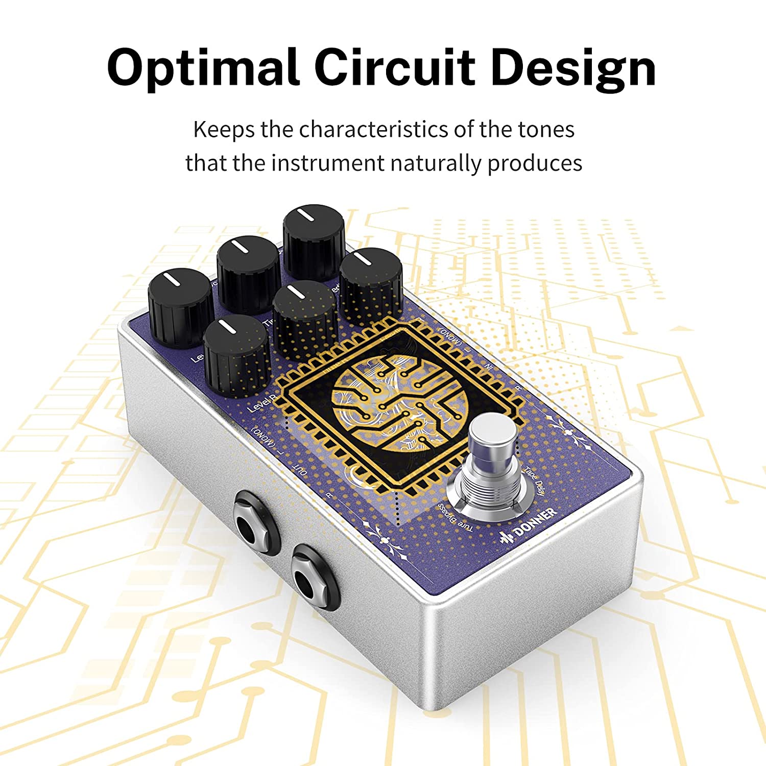 Donner Tape Delay Guitar Effect Pedal, White Tape Stereo Tape Delay Transparent Boost True Bypass - Donner music-AU
