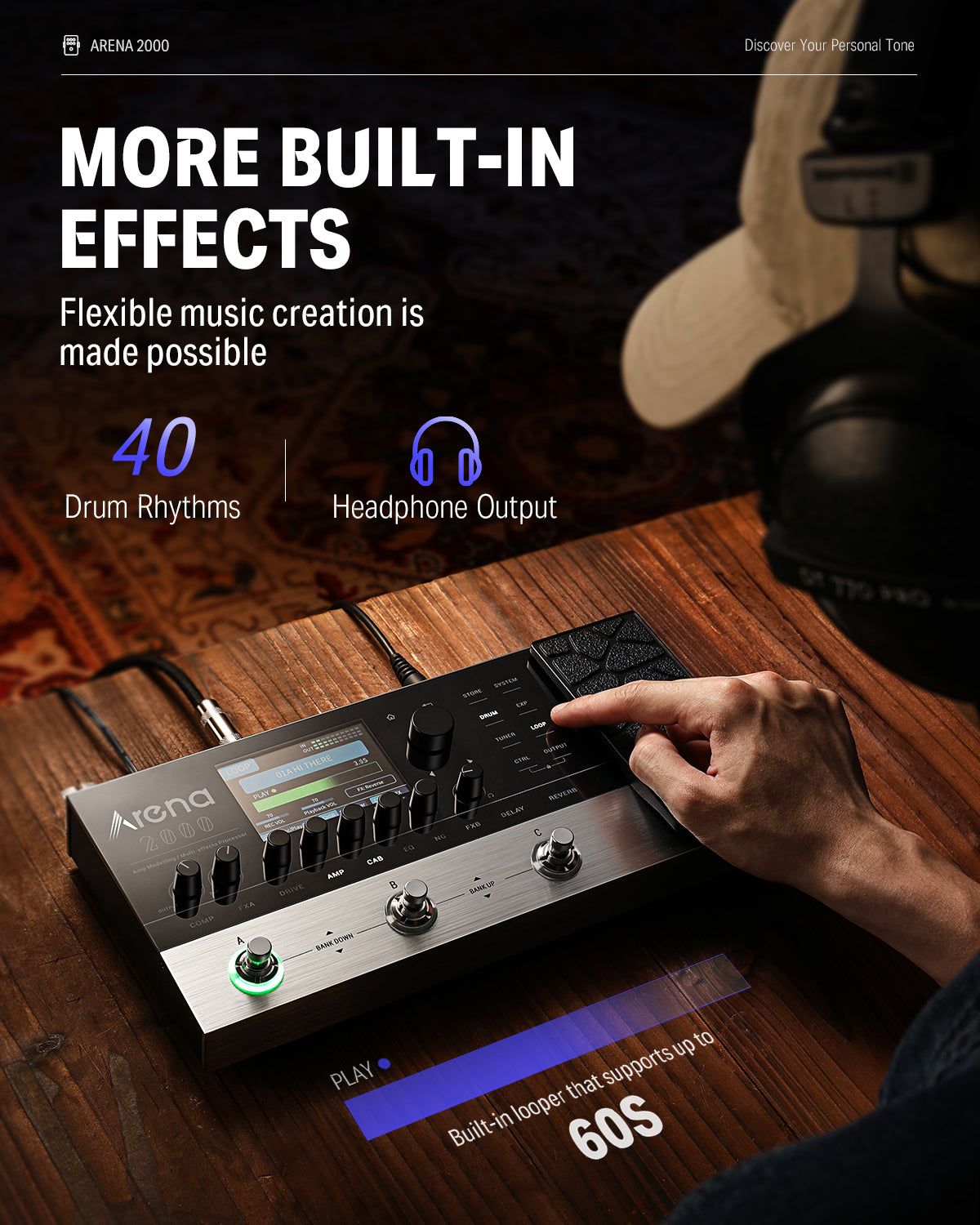 Products Donner Arena 2000 Multi-Effect Guitar Pedal AMP Modeling Multiple Effects Processor donner music Australia