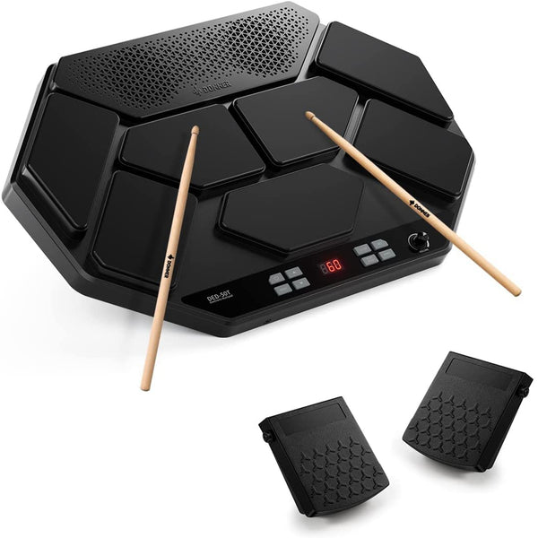 Donner DED-50T Portable Electronic Drum Pad with Drumsticks and Foot Pedals