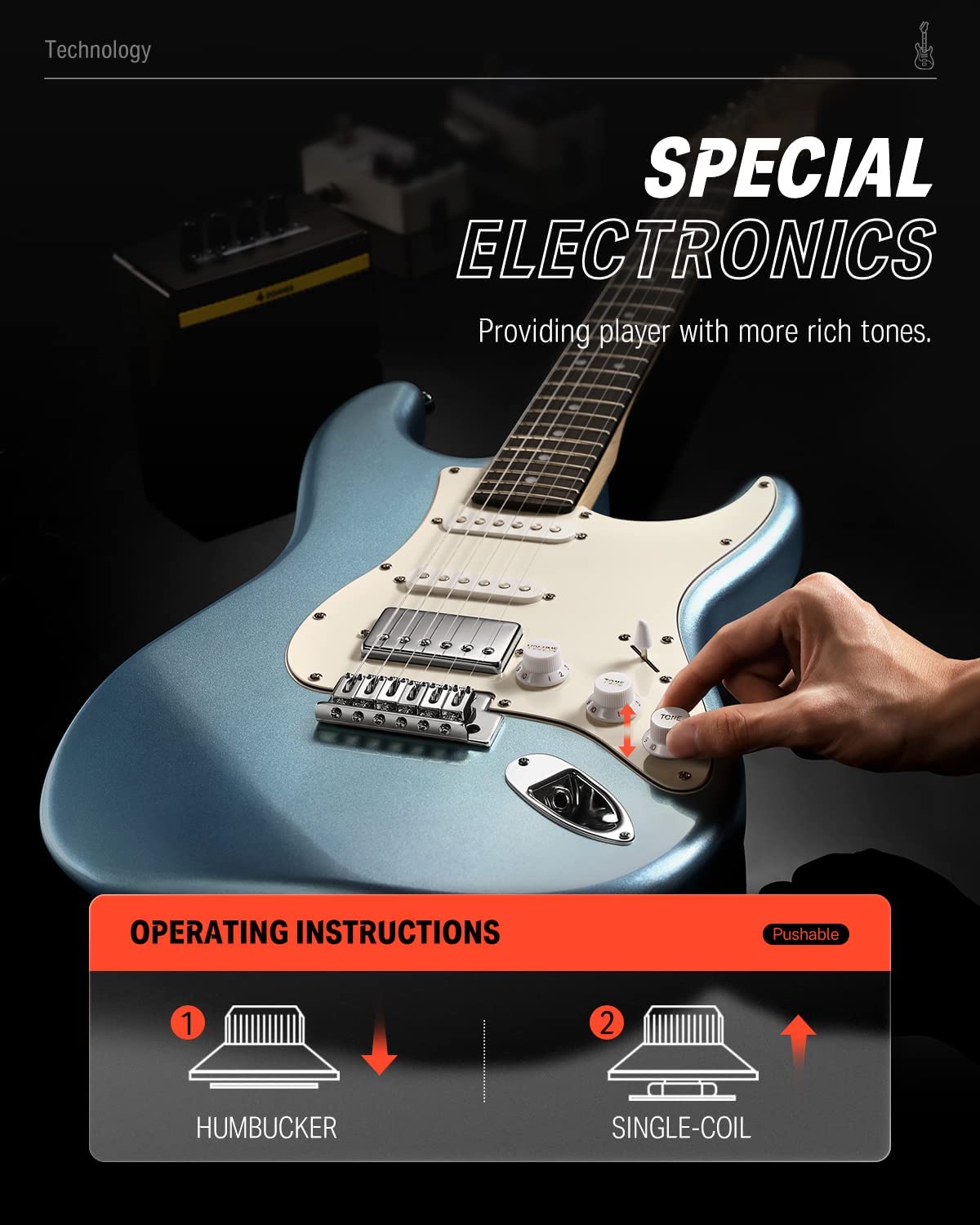 Donner DST-152 39 Inches Electric Guitar Kit HSS Pickup Coil Split Solid Body Electric Guitar with Amp/Bag/Accessories donner music au 