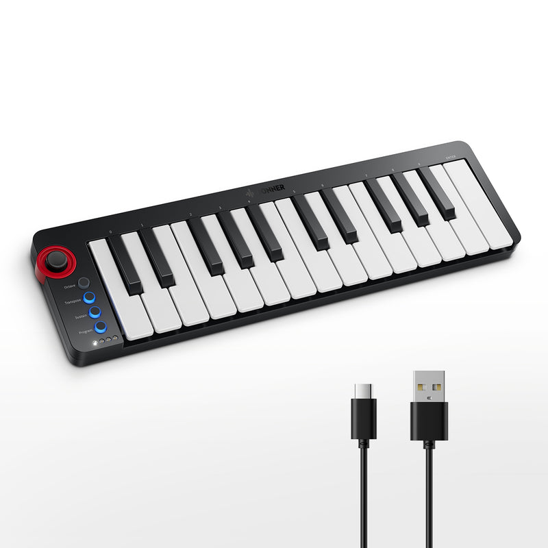 Donner N-25 USB Small Portable MIDI Keyboard Controller 25-Key, Donner N-25 with Velocity-Sensitive Keys & Light-up Rocker