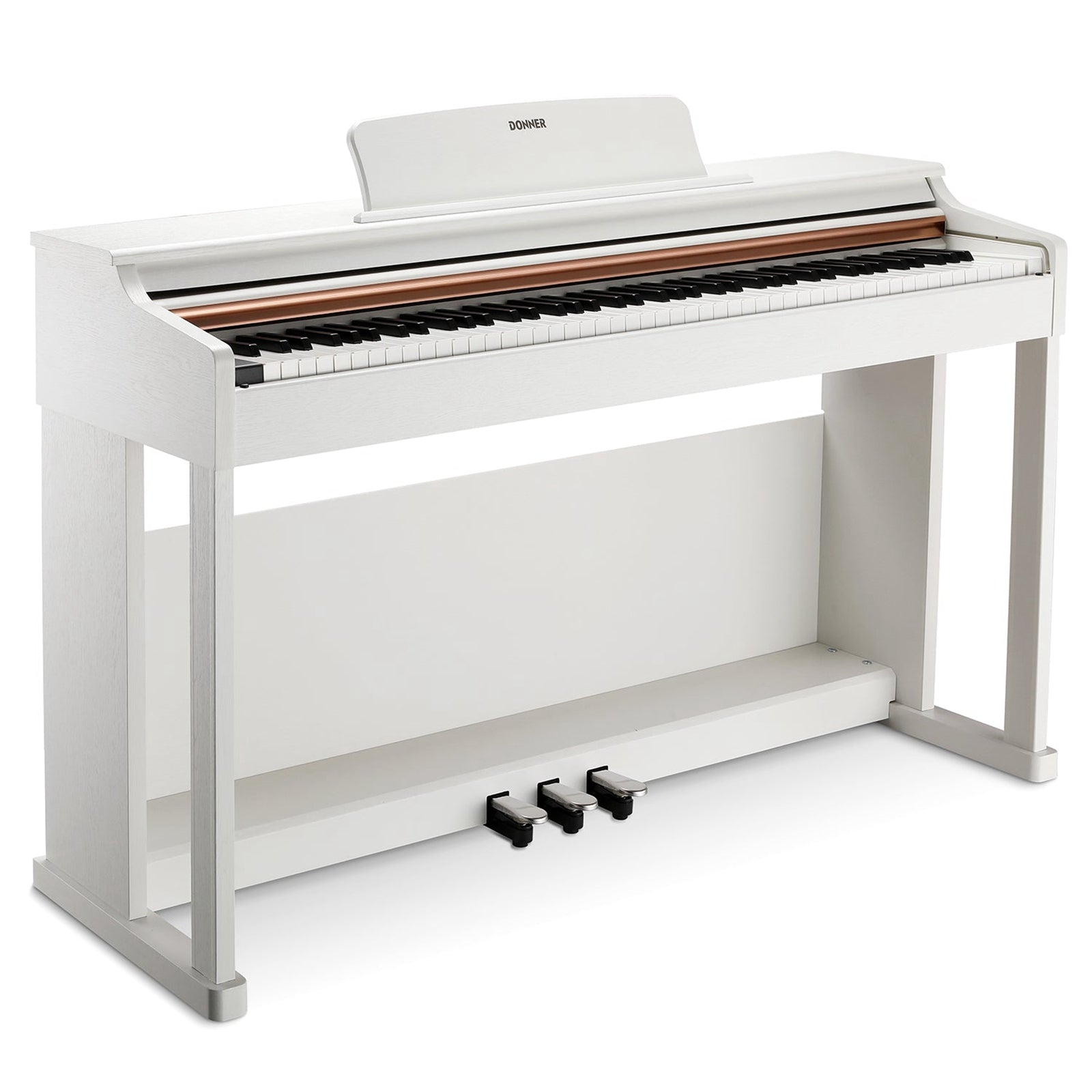 Donner DDP-100 White 88 Key Fully Weighted Upright Digital Piano 3 Pedal